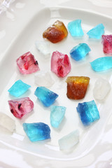 Japanese traditional confectionery, Kohakutou, dried sweetened agar jelly