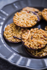 Homemade florentines cakes with chocolate