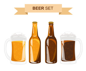 Beer vector set glasses different types.