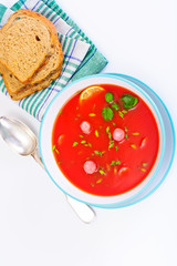 Tomato Soup in Plate. National Italian Cuisine