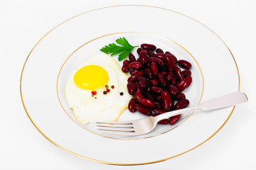 Fried Egg with Red Beans