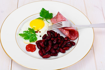 Fried Egg with Red Beans