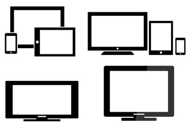 Ecrans, télévision, tablette et mobile en 4 icônes