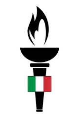 Drapeau de l'Italie sur la flamme Olympique