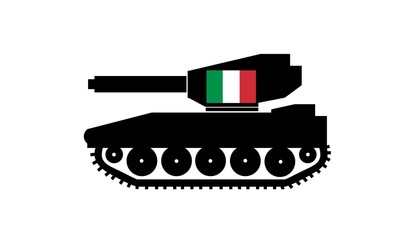 Armée italienne : Drapeau de l'Italie sur un char d'assaut