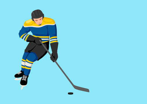 Cartoon illustration of a hockey player