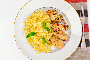 Grilled Chicken Fillet with Pasta Bows