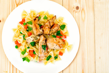 Grilled Chicken Fillet with Pasta Bows