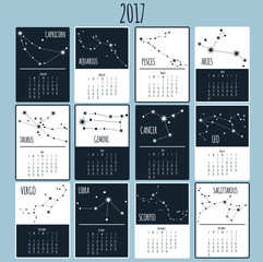 Calendar 2017. Week starts from Sunday