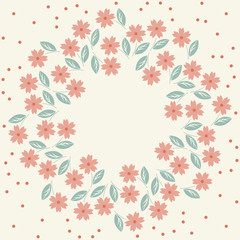 Stylish round frame with decorative flowers