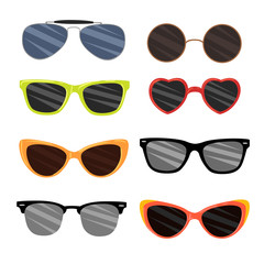 Summer sun protection sunglasses realistic icons set isolated