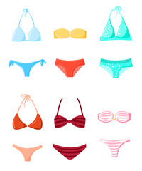 Bathing suit Swimming suits Summer vacation ector Bikini silhouette set