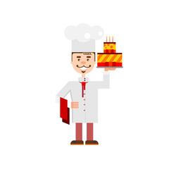 Confectioner with cake illustration