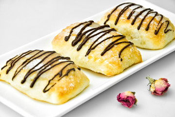 Sweet Bakery Bun with Cheese, Apple and Cinnamon