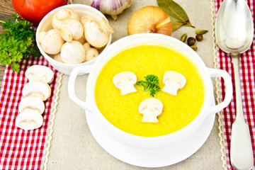 Puree Cream Soup of Zucchini with Mushrooms