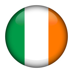 Round glossy Button with flag of Ireland