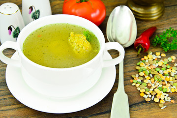 The Soup of Lentils, Peas, Chickpeas, Rice, Barley, Dried Vegeta