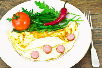 Healthy and Diet Food: Scrambled Eggs with Vegetables
