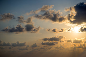 Beautiful cloudscape. Bright sunset sky background