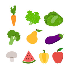fruit and vegetables. Food set Healthy food Cooking.