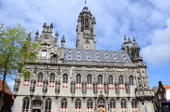 The late-gothic town hall of Middelburg, Netherlands