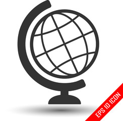 Obraz premium Globe icon. Simple black logo of globe. Globe flat picture isolated on a white background. Vector illustration