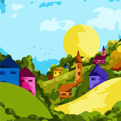 vector background with landscape