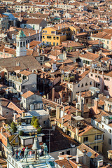 Fototapeta na wymiar An aerial view of the roofs of the town of Venice in Italy