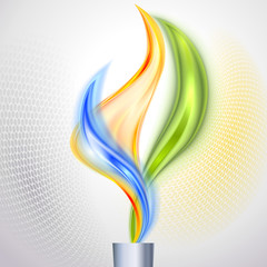 Torch with flame in colors of the Brazilian flag © Valenty