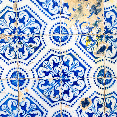 Traditional ornate portuguese decorative tiles azulejos. Vintage