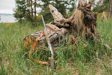 hunting items. hunting concept. hunting background.