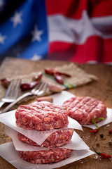 Raw Ground beef meat Burger patties