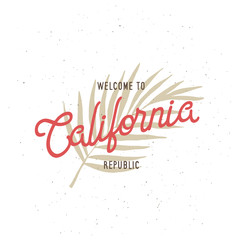 Welcome to California republic t-shirt vector graphics. Vintage style illustration.