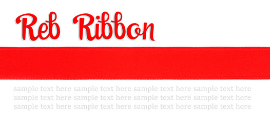 One red horizontal ribbon, isolated on white