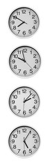 Collage of round wall clocks, isolated on white