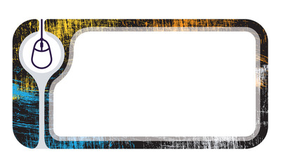 Text frame with scratches for your text and a icon of computer