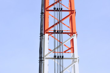 Parts of telecommunication tower with blue sky - 111893172