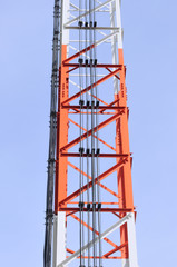 Parts of telecommunication tower with blue sky - 111893178