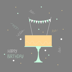 Birthday card with cake. Vector illustration