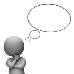 Thought Bubble Means Think About It And Blank 3d Rendering