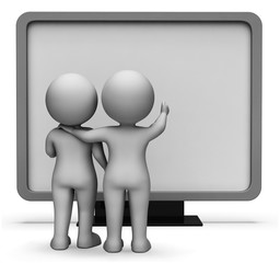 Copyspace Characters Means Flat Screen And Board 3d Rendering