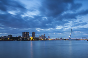 Fototapeta premium Rotterdam city skyline blue hour
