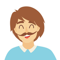 Flat cartoon asian man vector icon. Asian man icon illustration. Face of Japanese man icon. Young people head flat icon. Isolated avatar on white background