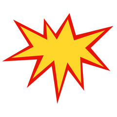 Fototapeta premium Comic pop art bubble. Bubble cloud. Pop art cloud bright yellow and red. Pop art funny bang bubble on white background. Cartoon pop art, comic style bubble