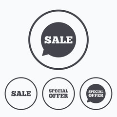 Sale icons. Special offer speech bubbles symbols