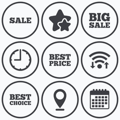 Sale icons. Best choice, price symbols