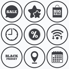 Sale speech bubble icon. Discount star symbol