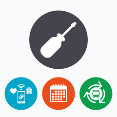 Screwdriver tool sign icon. Fix it symbol.