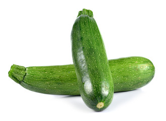 zucchini with slice isolated on white background