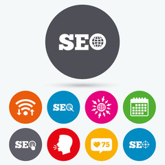 SEO icons. Search Engine Optimization symbols.